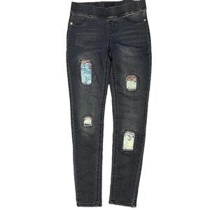 Justice Mermaid Flip It Sequins. Dark Wash Mid Rise Jean Legging Girls 14